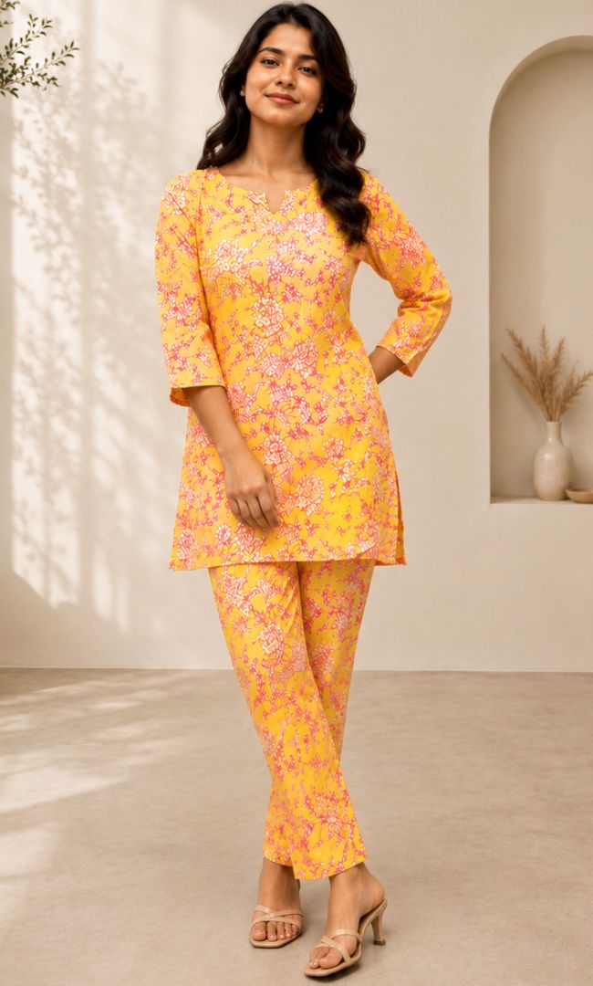 Yellow Printed Rozana Set