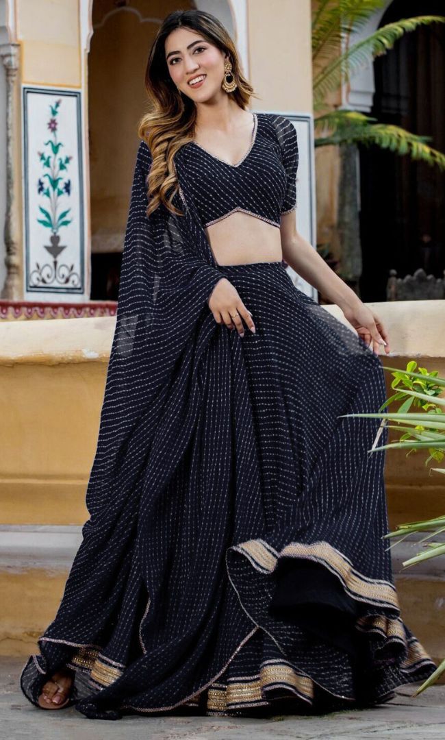 Black Bandhini lehenga