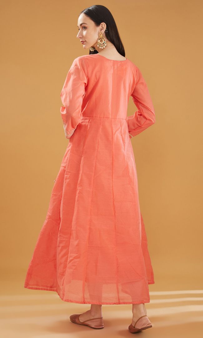 CORAL CHANDERI ANGRAKHA SET