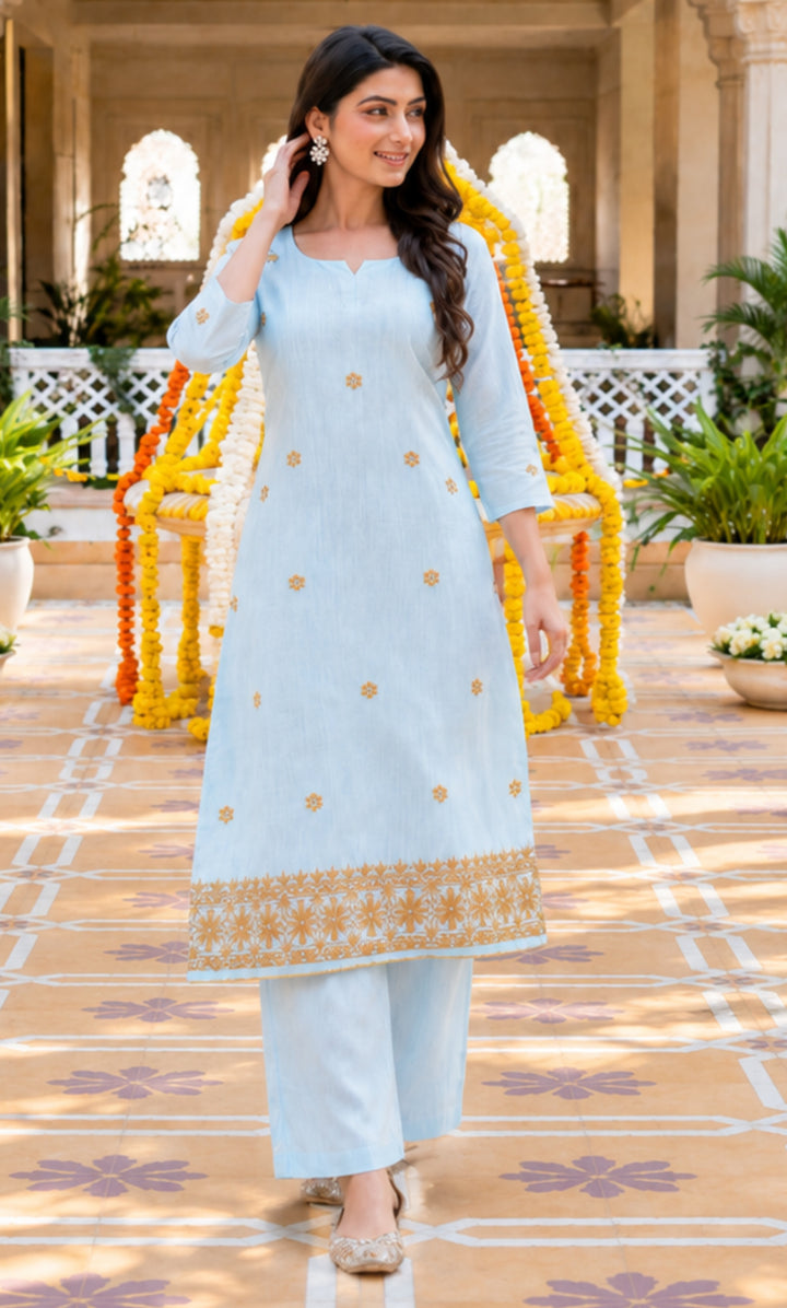 Petal Dusk Linen Kurta Set