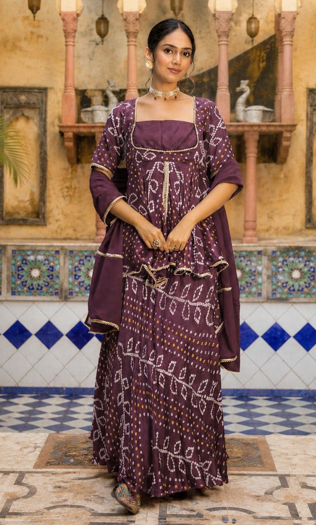 Mehrunisa Bandhej Skirt Set