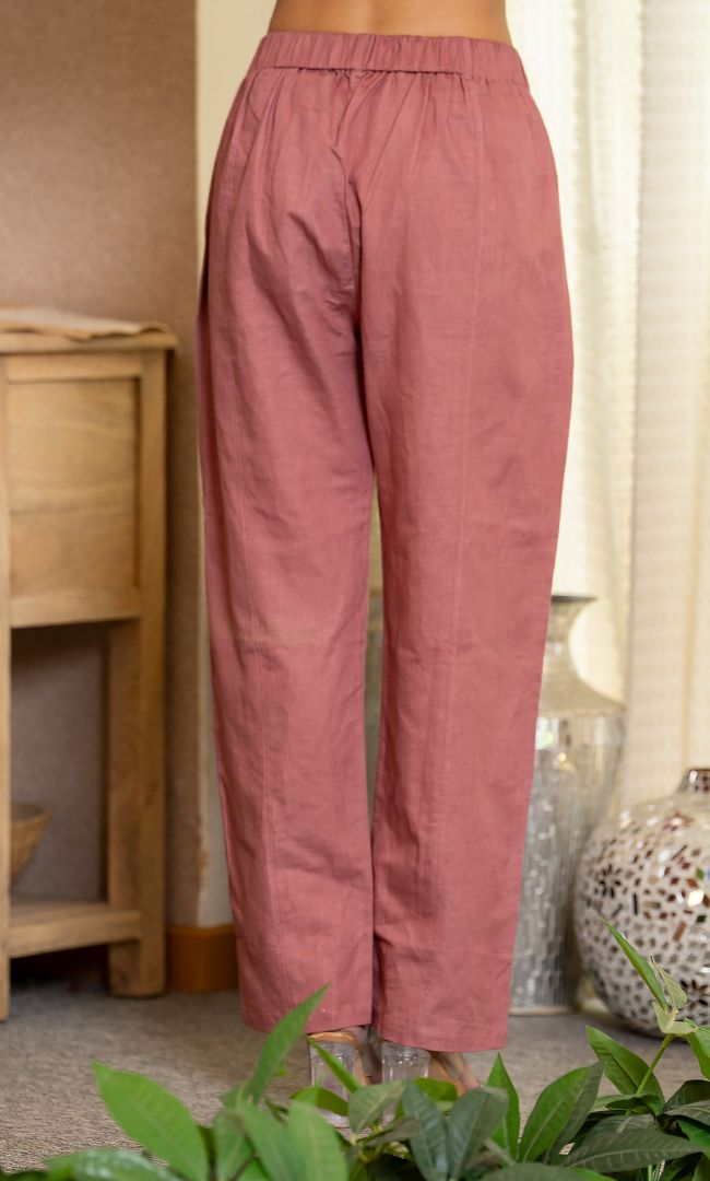 Rosewood Hued Linen Pants