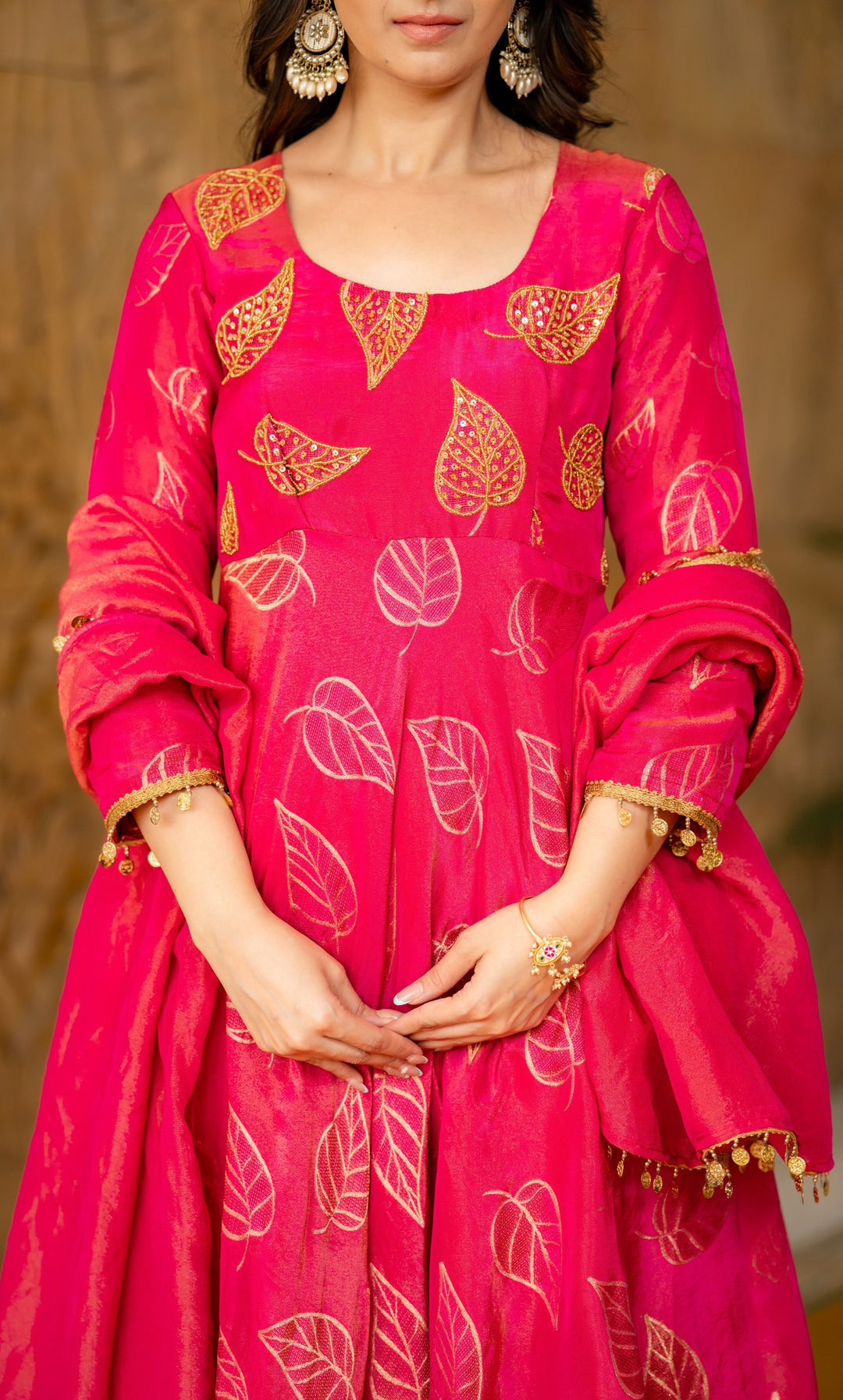 Hayat Rani Pink Brocade Anarkali Set