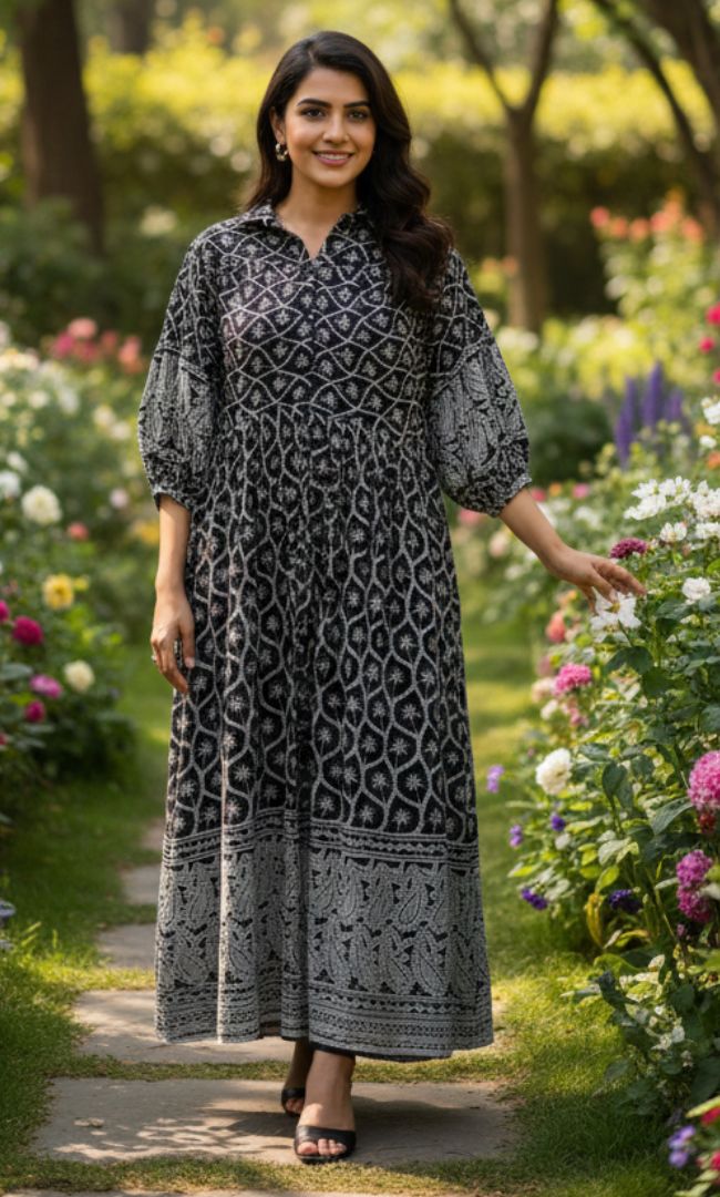 Rich Black Button Down Dress