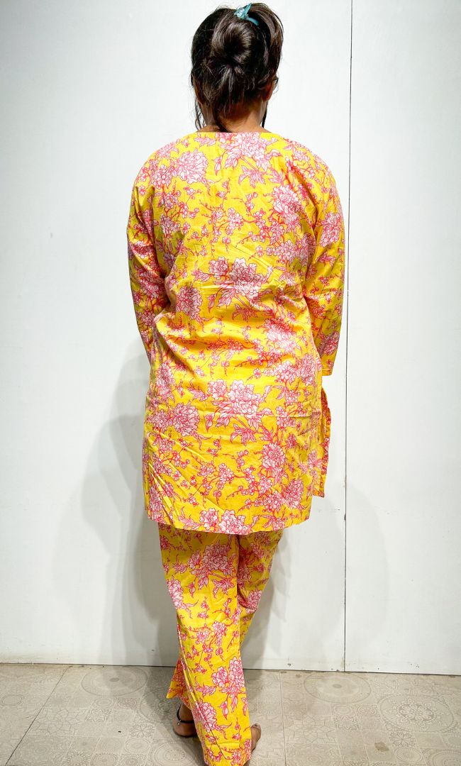 Yellow Printed Rozana Set