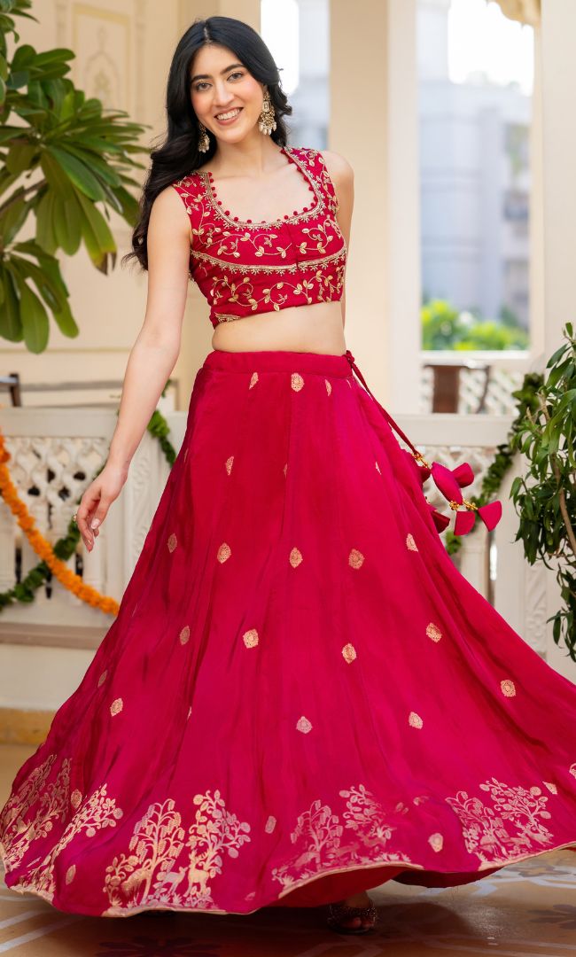 Shehnaz Pink Embroidered Lehenga Set