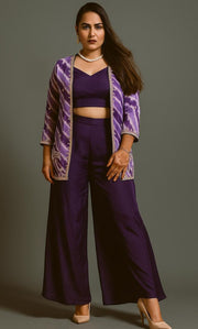 Purple Adaah Leheriya Set