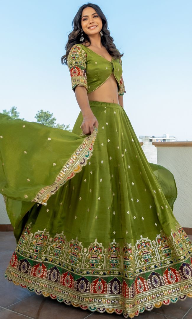 Madhubala Green Lehenga Set