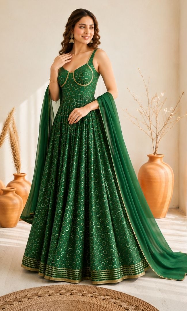 Emerald Brasso Anarkali Set