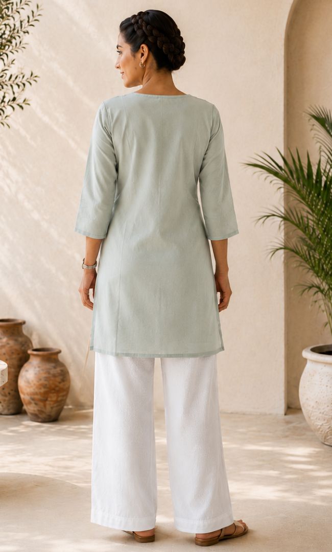 Avira Mint Green Embroidered Kurti