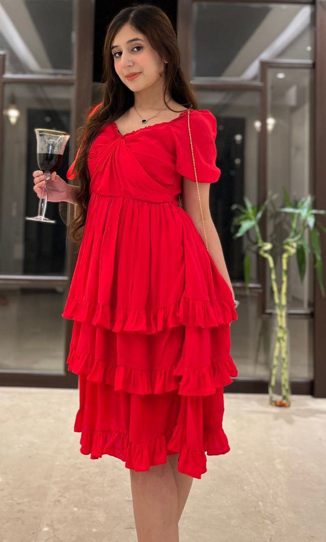 Cherry Red Ruffle Dress