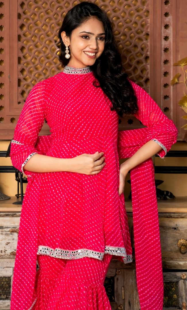 Diva Pink Bandhani Sharara Set