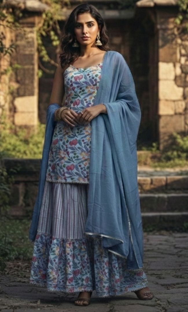 FLORA PRINTED SHARARA SET