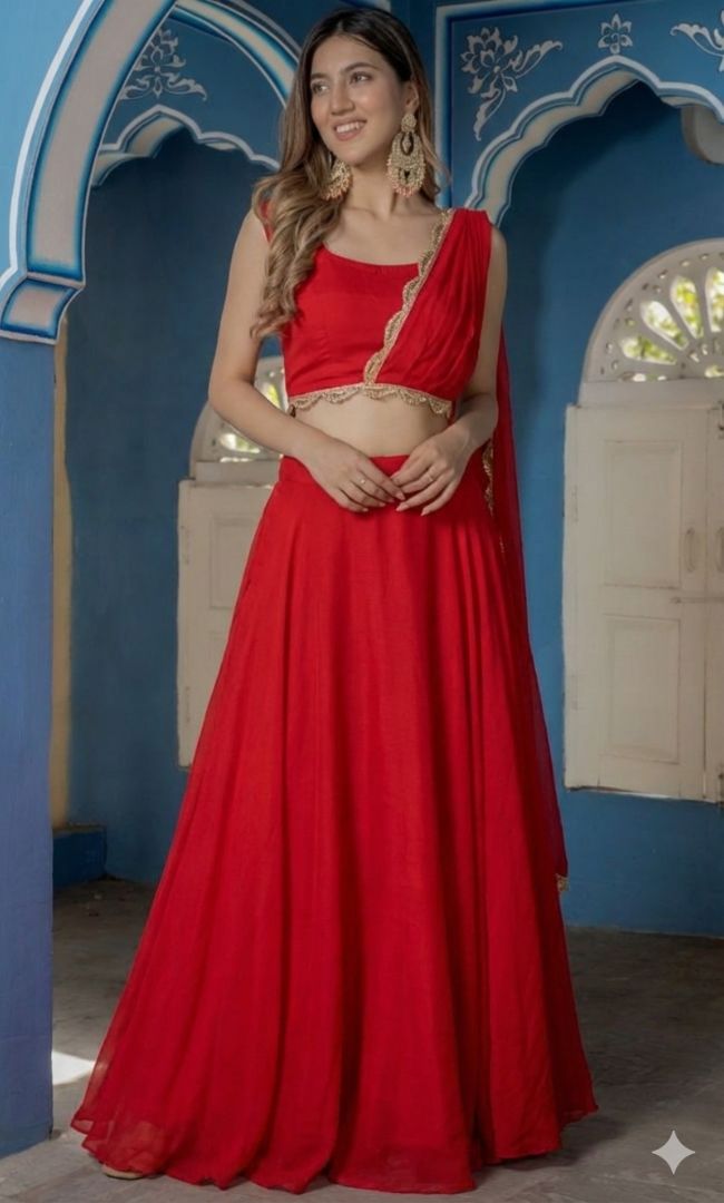 Crimson Frost Lehenga Set