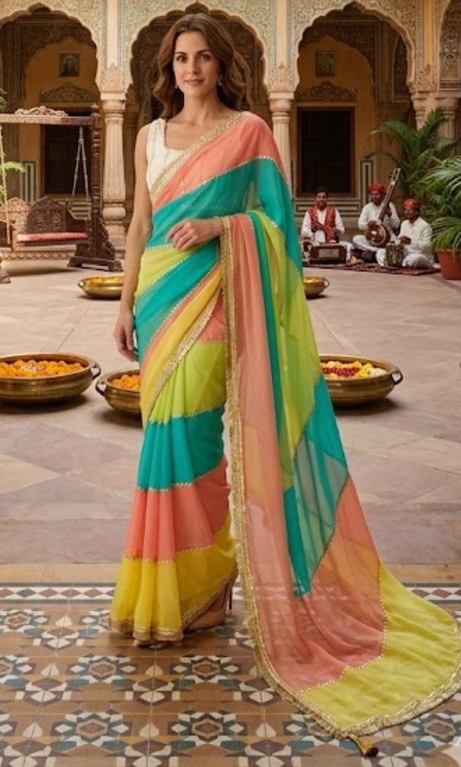 Pastel Gota Grace Saree