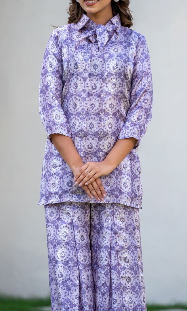 Purple Muslin Printed Co-ord Set