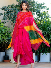 Hot Pink Bandhej Skirt Set