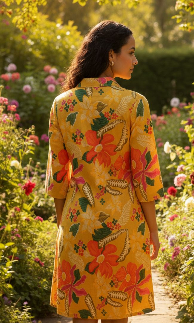 Sunbloom Printed Cotton Shirt Dress