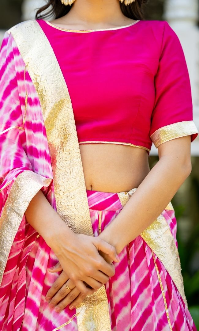 Marwar Pink Leheriya Lehenga Set