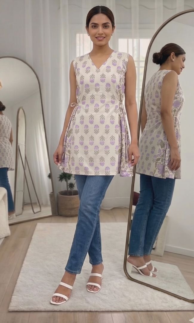 Flora Tie-Up Sleeveless Kurti