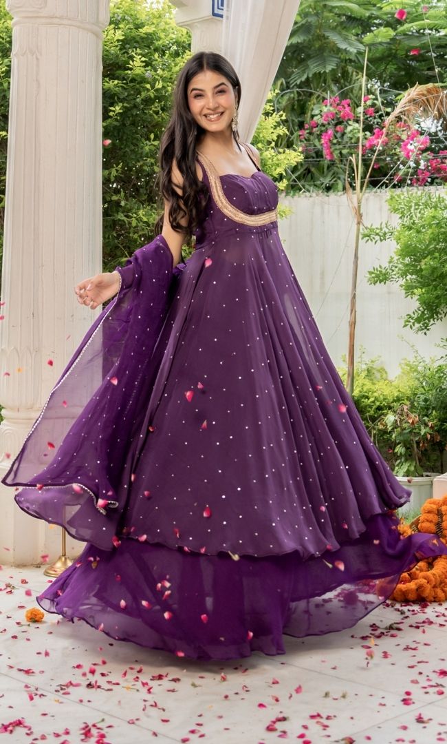 Aarika Purple Organza Anarkali Set