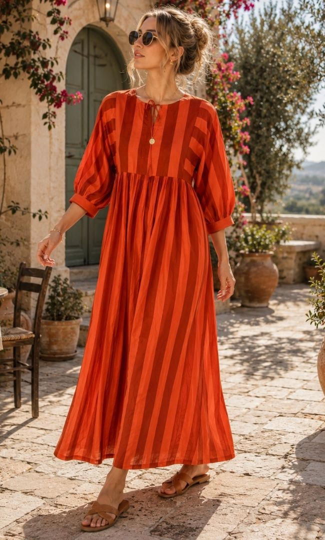 Cinnamon Stripe Maxi Dress