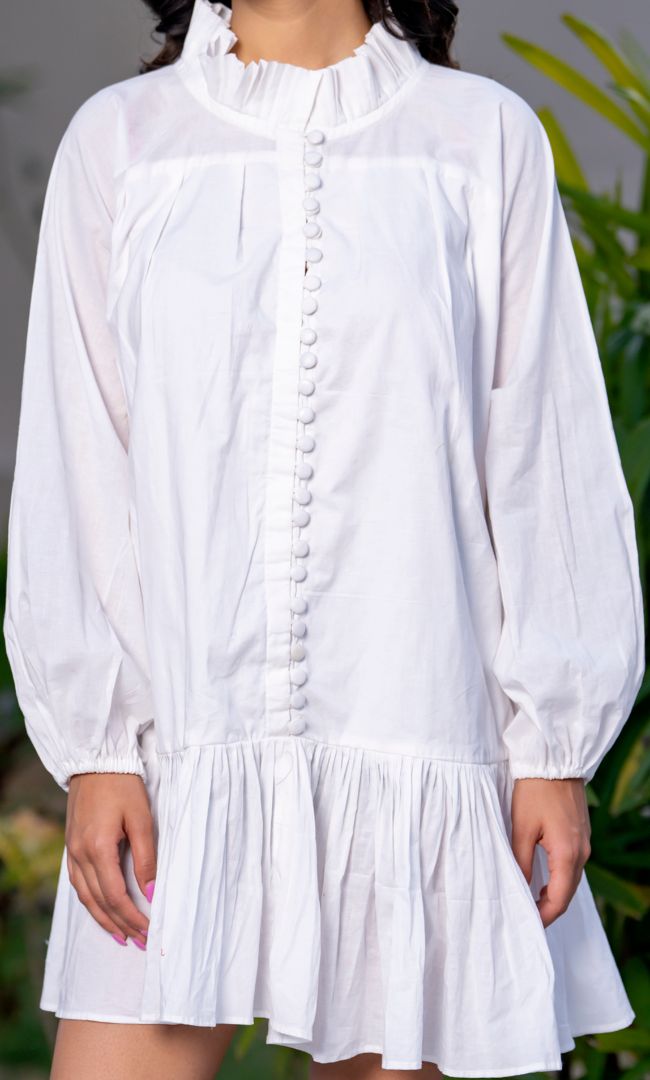 Mawra White Ruffle Dress