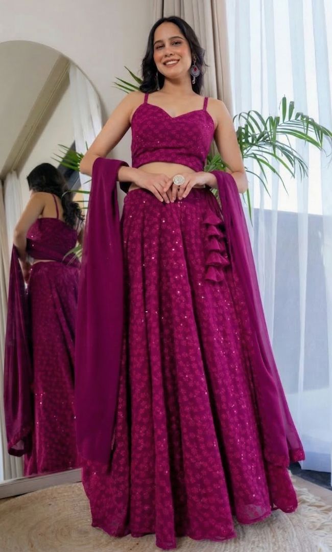 Twilight Purple Chikankari Lehenga