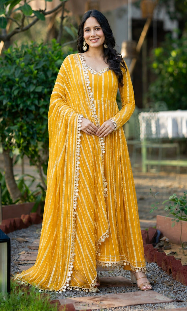 Noir Yellow Zareen Anarkali Set