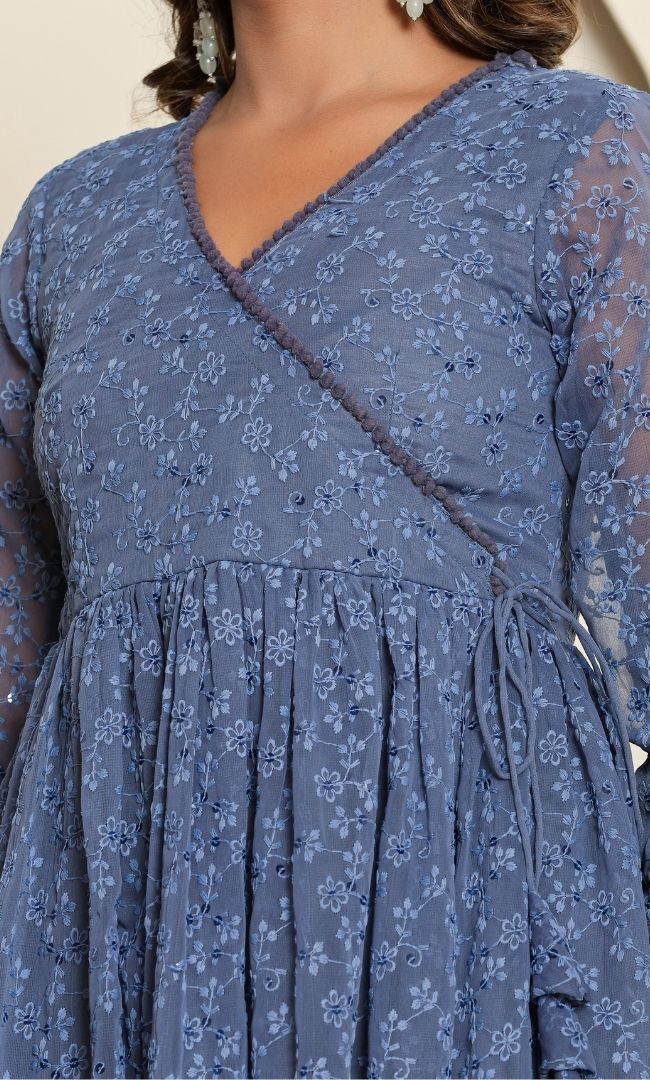 Misty Grey Sharara Set
