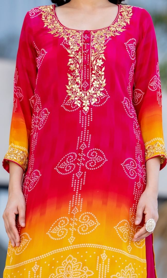 Rangriti Bandhani Kurta Set