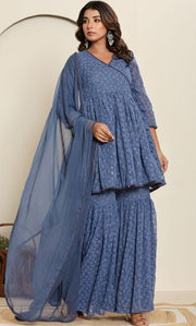 Misty Grey Sharara Set