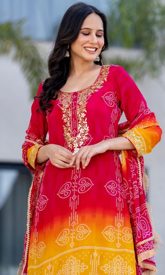 Rangriti Bandhani Kurta Set