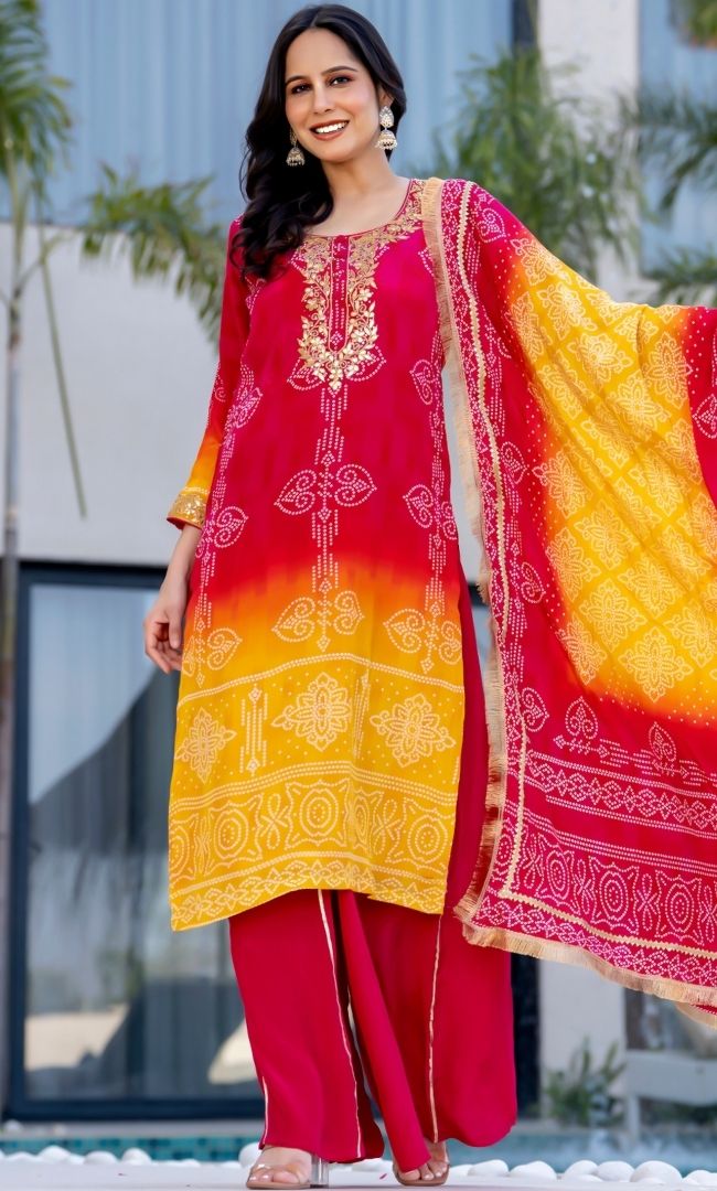 Rangriti Bandhani Kurta Set