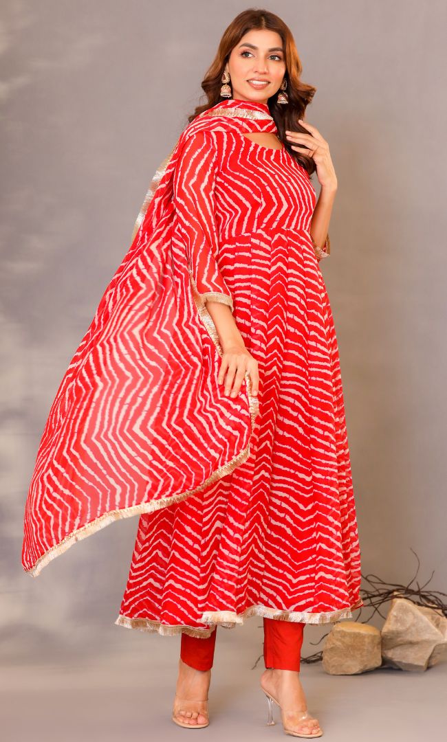 Ruby Red Leheriya Set