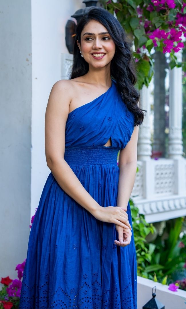 Azure Gala Schiffli Dress