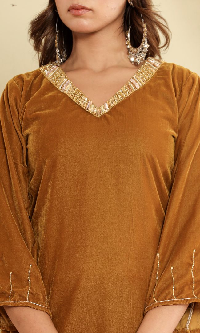 Golden Bloom Sharara Set