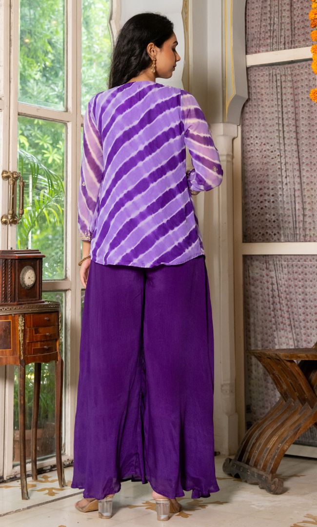 Purple Adaah Leheriya Set