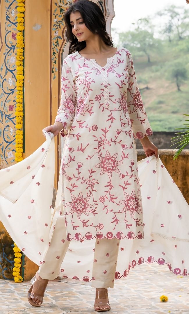 Onion Charm Embroidered Suit Set