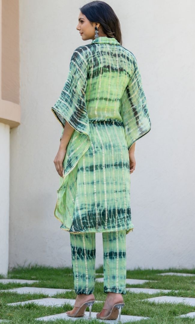 Green Shibori Lurex Co-ord Set