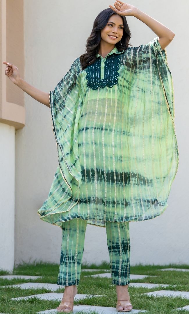 Green Shibori Lurex Co-ord Set