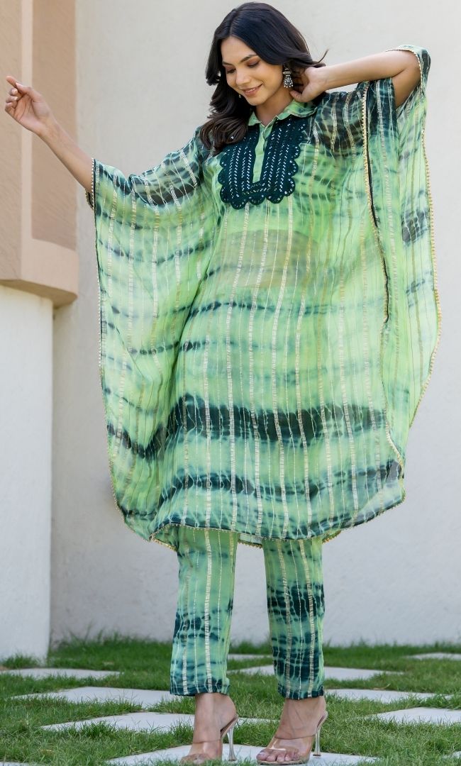 Green Shibori Lurex Co-ord Set