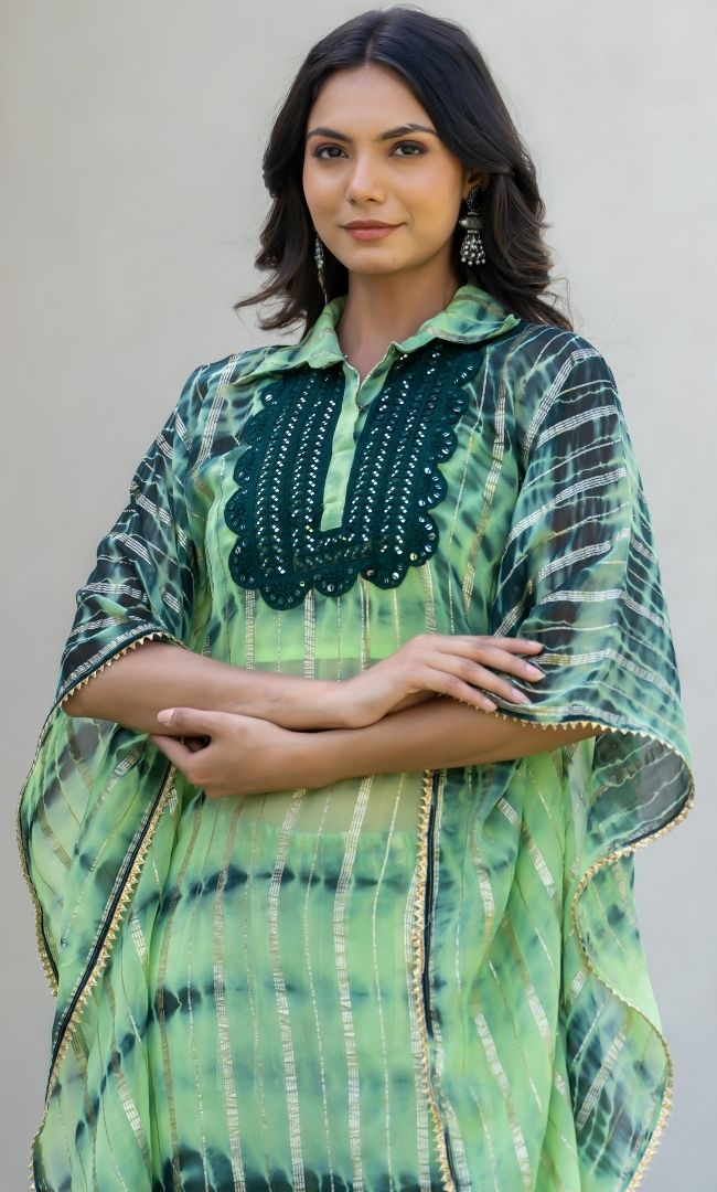 Green Shibori Lurex Co-ord Set