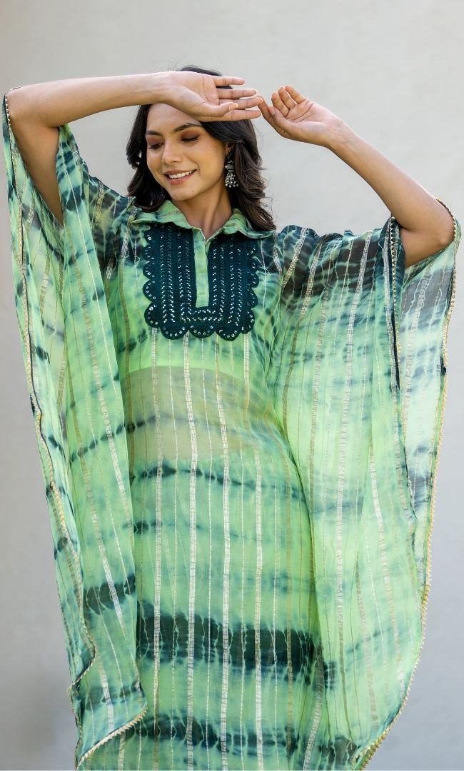 Green Shibori Lurex Co-ord Set