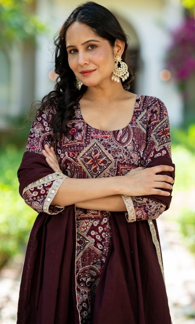 Zar Rouge Cotton Anarkali Set