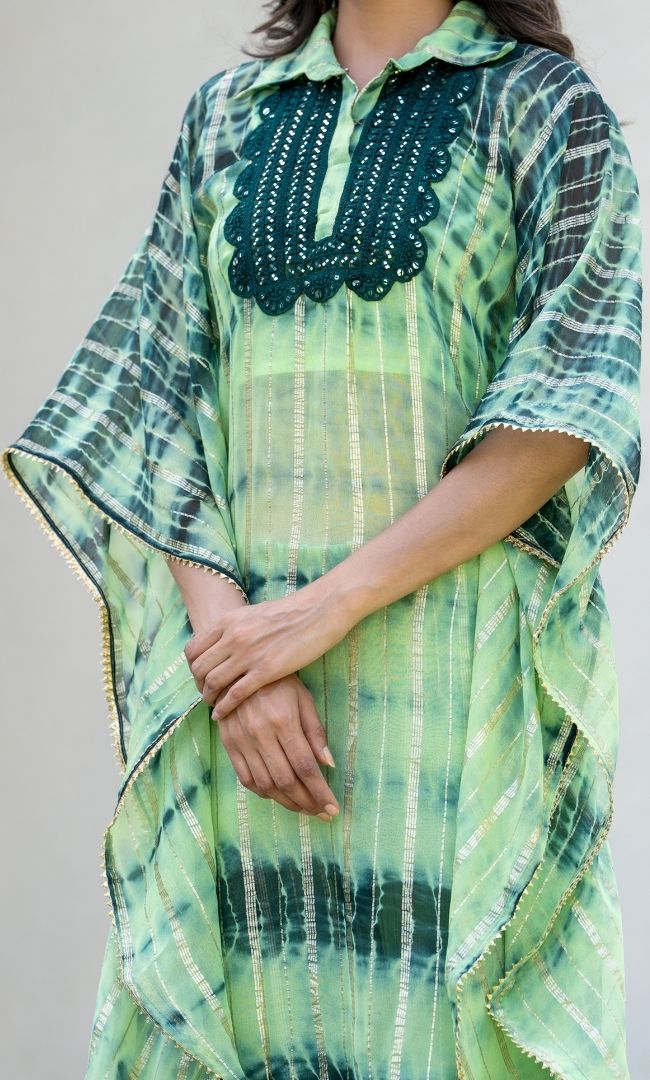 Green Shibori Lurex Co-ord Set