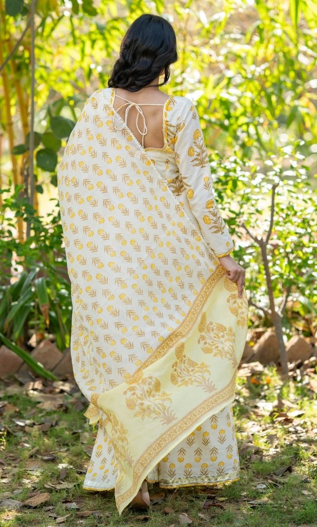 Riva Mustard Cotton Sharara Set