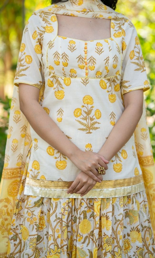 Ixora Yellow Skirt Set