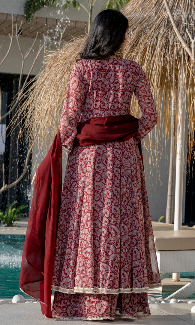Roop Maroon Georgette Anarkali