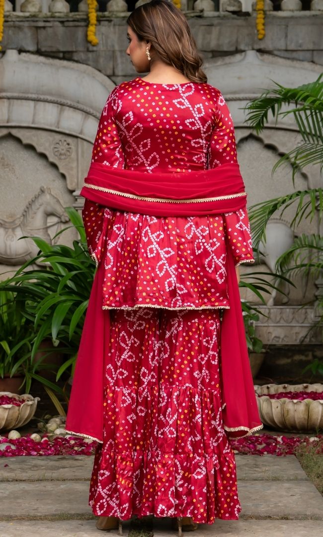 Mehar Bandhani Sharara Set